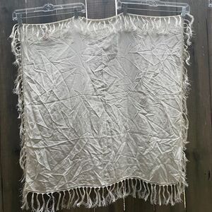 HAPPINESS 100% SILK  SCARF Fringe Cream 32" x 32" NWT